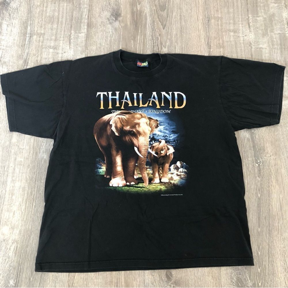 Vintage Joligolf Thailand Elephant Mens‎ Short Sleeve Graphic T-shirt Size XL